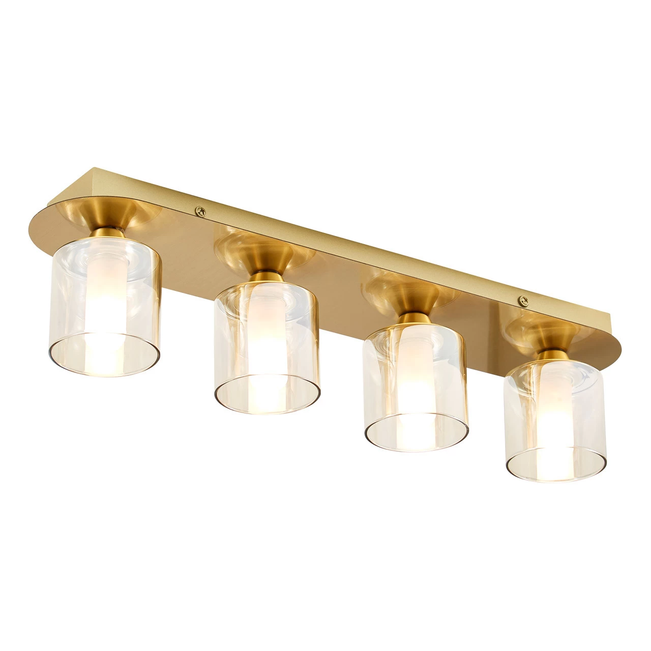 Spa Patras 4-Light Flush Light Bar Spotlight Champagne Glass And Satin Brass 4 Spa Patras 4-Light Flush Light Bar Spotlight Champagne Glass And Satin Brass - Image 2