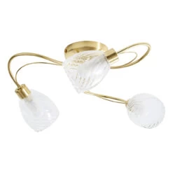 Spa Veria 3-Light Flush Ceiling Light Clear Glass And Satin Brass