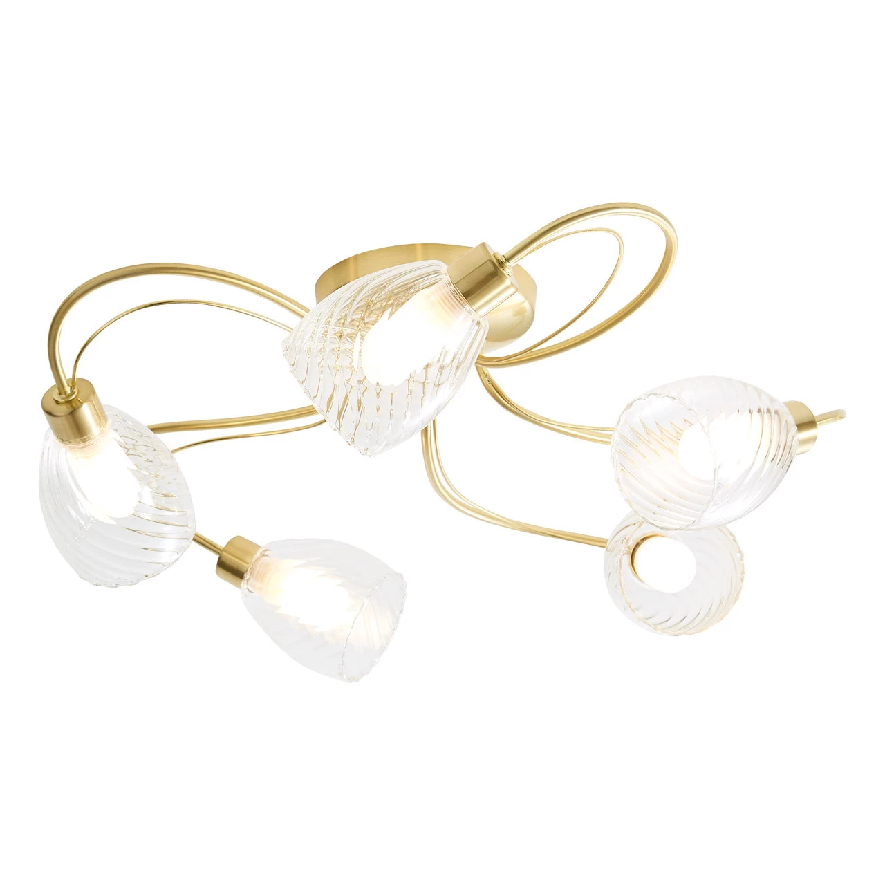 Spa Veria 5-Light Flush Ceiling Light Clear Glass And Satin Brass 4 Spa Veria 5-Light Flush Ceiling Light Clear Glass And Satin Brass - Image 2