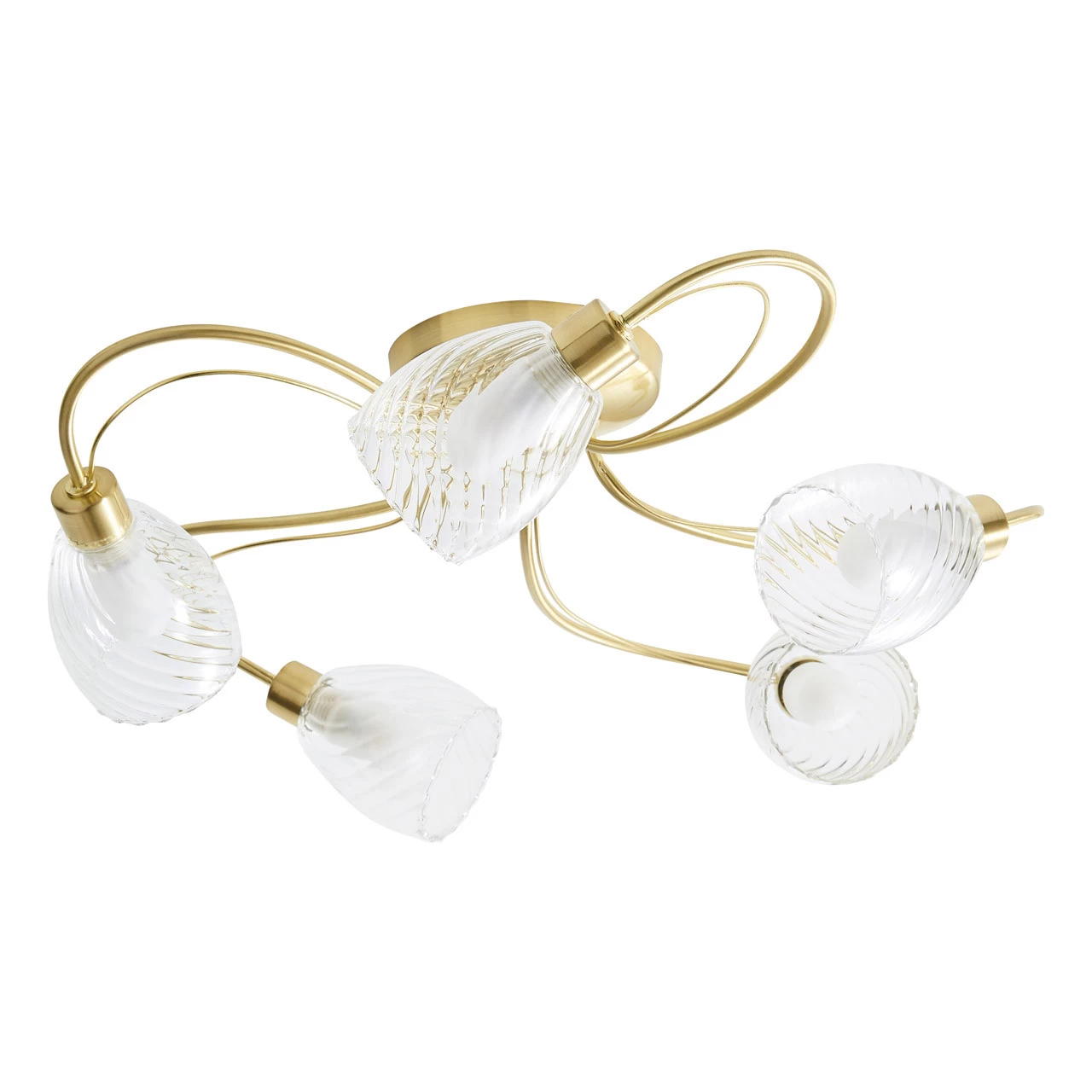 Spa Veria 5-Light Flush Ceiling Light Clear Glass And Satin Brass 3 Spa Veria 5-Light Flush Ceiling Light Clear Glass And Satin Brass