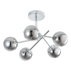 Spa Lindos 5-Light Semi-Flush Ceiling Light Smoke Glass And Chrome