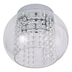 Spa Megara 2-Light Cloche Ceiling Light Decorative Crystal Clear Glass And Chrome