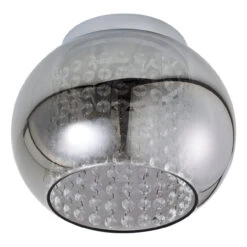 Spa Megara 2-Light Cloche Ceiling Light Decorative Crystal Smoke Glass And Chrome