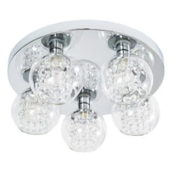 Spa Megara 5-Light Flush Ceiling Light Decorative Crystal Clear Glass And Chrome