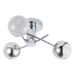 Spa Rhodes LED 3-Light Flush Ceiling Light 15W Cool White Crackle Effect And Chrome