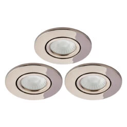 Spa Como LED Tiltable Fire Rated Downlight 5W Dimmable 3-Pack Cool White Brushed Chrome IP65