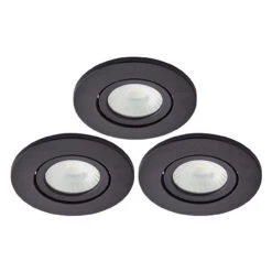 Spa Como LED Tiltable Fire Rated Downlight 5W Dimmable 3-Pack Cool White Satin Black IP65
