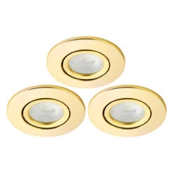 Spa Como LED Tiltable Fire Rated Downlight 5W Dimmable 3-Pack Cool White Satin Brass IP65