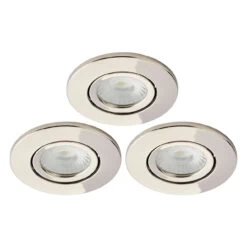 Spa Como LED Tiltable Fire Rated Downlight 5W Dimmable 3-Pack Cool White Satin Nickel IP65