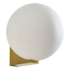 Spa Thiva Single Globe Wall Light Opal Glass And Satin Brass