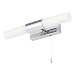 Spa Aries 2-Light Wall Light With Pull Switch Opal Glass And Chrome