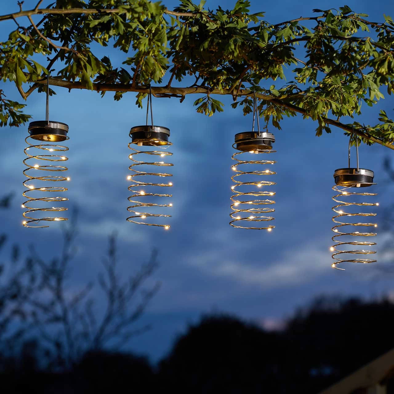 Smart Solar LED Lantern 6.5cm Spring SPIRALIGHT Hanging Warm White 6-Pack Silver 3 Smart Solar LED Lantern 6.5cm Spring SPIRALIGHT Hanging Warm White 6-Pack Silver