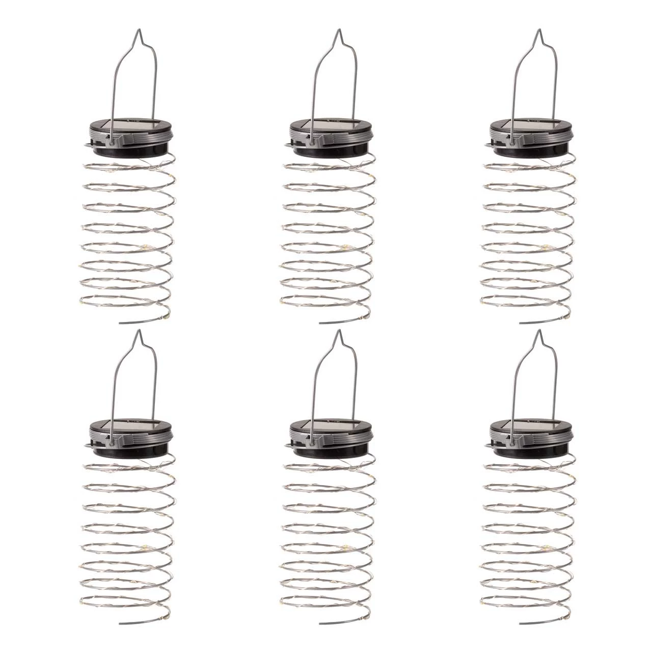 Smart Solar LED Lantern 6.5cm Spring SPIRALIGHT Hanging Warm White 6-Pack Silver 4 Smart Solar LED Lantern 6.5cm Spring SPIRALIGHT Hanging Warm White 6-Pack Silver - Image 2