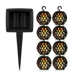 Solalite LED Solar Dancing Flame Rattan Ball String Light -Home Lighting Store Solalite LED Solar Dancing Flame Rattan Ball String Light 36144sl 33520.1617985164