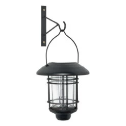 Zink HORDEN LED Solar Hanging Wall Lantern Black