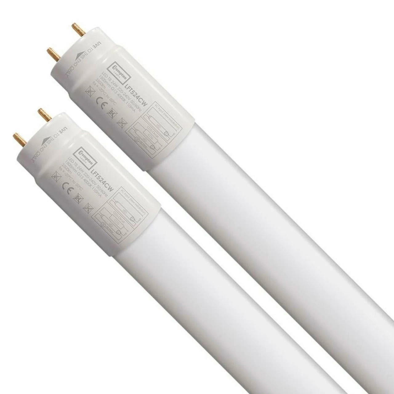 Crompton T8 LED Tube Light 5ft 24W (58W Eqv) Cool White 2-Pack 3 Crompton T8 LED Tube Light 5ft 24W (58W Eqv) Cool White 2-Pack