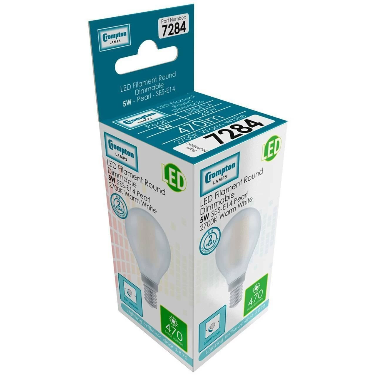 Crompton Golfball LED Light Bulb E14 5W (40W Eqv) Warm White 10-Pack Pearl 6 Crompton Golfball LED Light Bulb E14 5W (40W Eqv) Warm White 10-Pack Pearl - Image 4