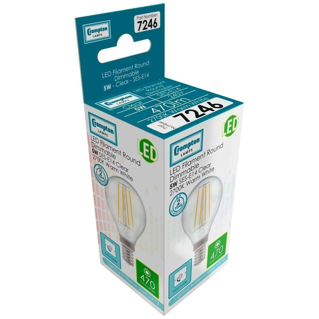 Crompton Golfball LED Light Bulb E14 5W (40W Eqv) Warm White 5-Pack Clear 6 Crompton Golfball LED Light Bulb E14 5W (40W Eqv) Warm White 5-Pack Clear - Image 4