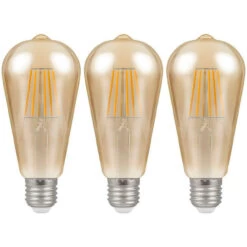 Crompton ST64 LED Light Bulb E27 7.5W (50W Eqv) Warm White 3-Pack Vintage
