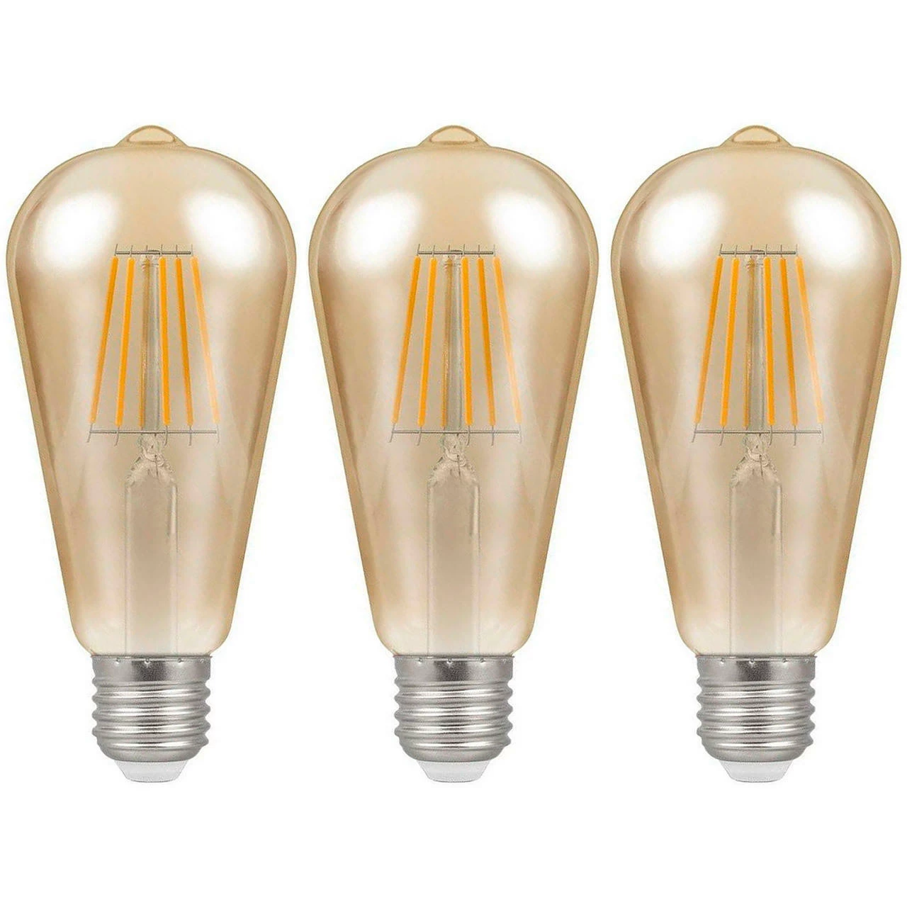 Crompton ST64 LED Light Bulb E27 7.5W (50W Eqv) Warm White 3-Pack Vintage 3 Crompton ST64 LED Light Bulb E27 7.5W (50W Eqv) Warm White 3-Pack Vintage
