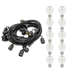 Festoon Light Premium 5m Connectible Outdoor E27 White With 10x LED GLS Light Bulbs