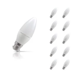 Crompton Candle LED Light Bulb B22 5.5W (40W Eqv) Warm White 10-Pack Opal