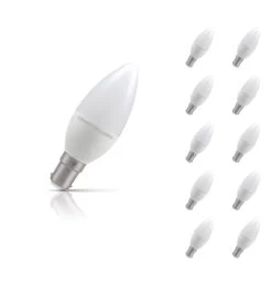 Crompton Candle LED Light Bulb B15 5.5W (40W Eqv) Warm White 10-Pack Opal