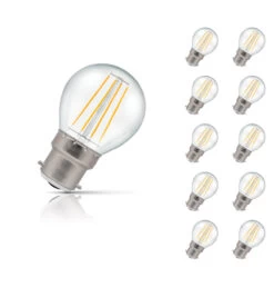 Crompton Golfball LED Light Bulb B22 5W (40W Eqv) Warm White 10-Pack Clear