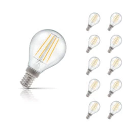 Crompton Golfball LED Light Bulb E14 5W (40W Eqv) Warm White 10-Pack Clear