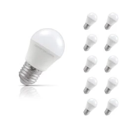 Crompton Golfball LED Light Bulb E27 4.9W (40W Eqv) Warm White 10-Pack Opal