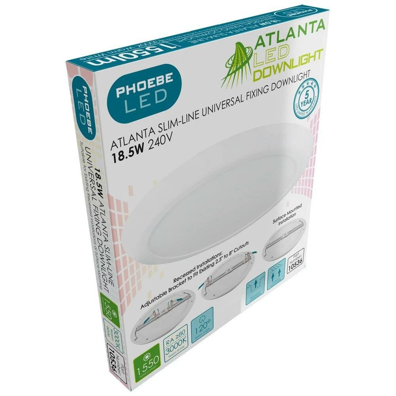 Phoebe LED Downlight 18.5W Warm White Adjustable Atlanta 120° White 6 Phoebe LED Downlight 18.5W Warm White Adjustable Atlanta 120° White - Image 4