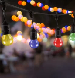 Festoon Light Premium 5m Connectible Outdoor E27 Multi-Coloured With 10x LED Golfball Light Bulbs