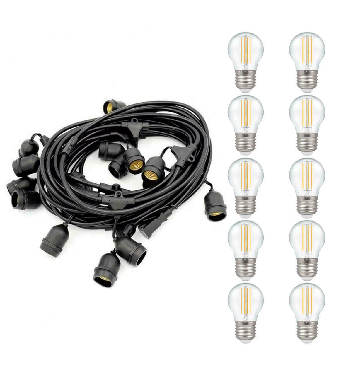 Festoon Light Premium 5m Connectible Outdoor E27 Warm White With 10x LED Golfball Light Bulbs Clear 5 Festoon Light Premium 5m Connectible Outdoor E27 Warm White With 10x LED Golfball Light Bulbs Clear - Image 3