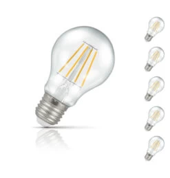 Crompton GLS LED Light Bulb Dimmable E27 5W (40W Eqv) Warm White 5-Pack Clear