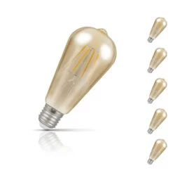 Crompton ST64 LED Light Bulb B22 7.5W (50W Eqv) Warm White 5-Pack Vintage