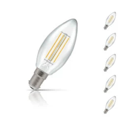 Crompton Candle LED Light Bulb Dimmable B15 5W (40W Eqv) Warm White 5-Pack Clear