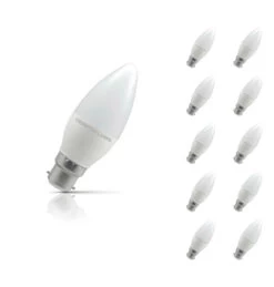 Crompton Candle LED Light Bulb B22 4.9W (40W Eqv) Cool White 10-Pack Opal