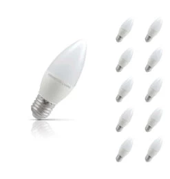 Crompton Candle LED Light Bulb E27 5.5W (40W Eqv) Cool White 10-Pack Opal