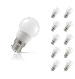Crompton Golfball LED Light Bulb B22 5.5W (40W Eqv) Cool White 10-Pack Opal