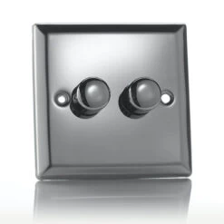 Varilight LED Dimmer Switch V-Pro 120W 2 Gang Mirror Chrome