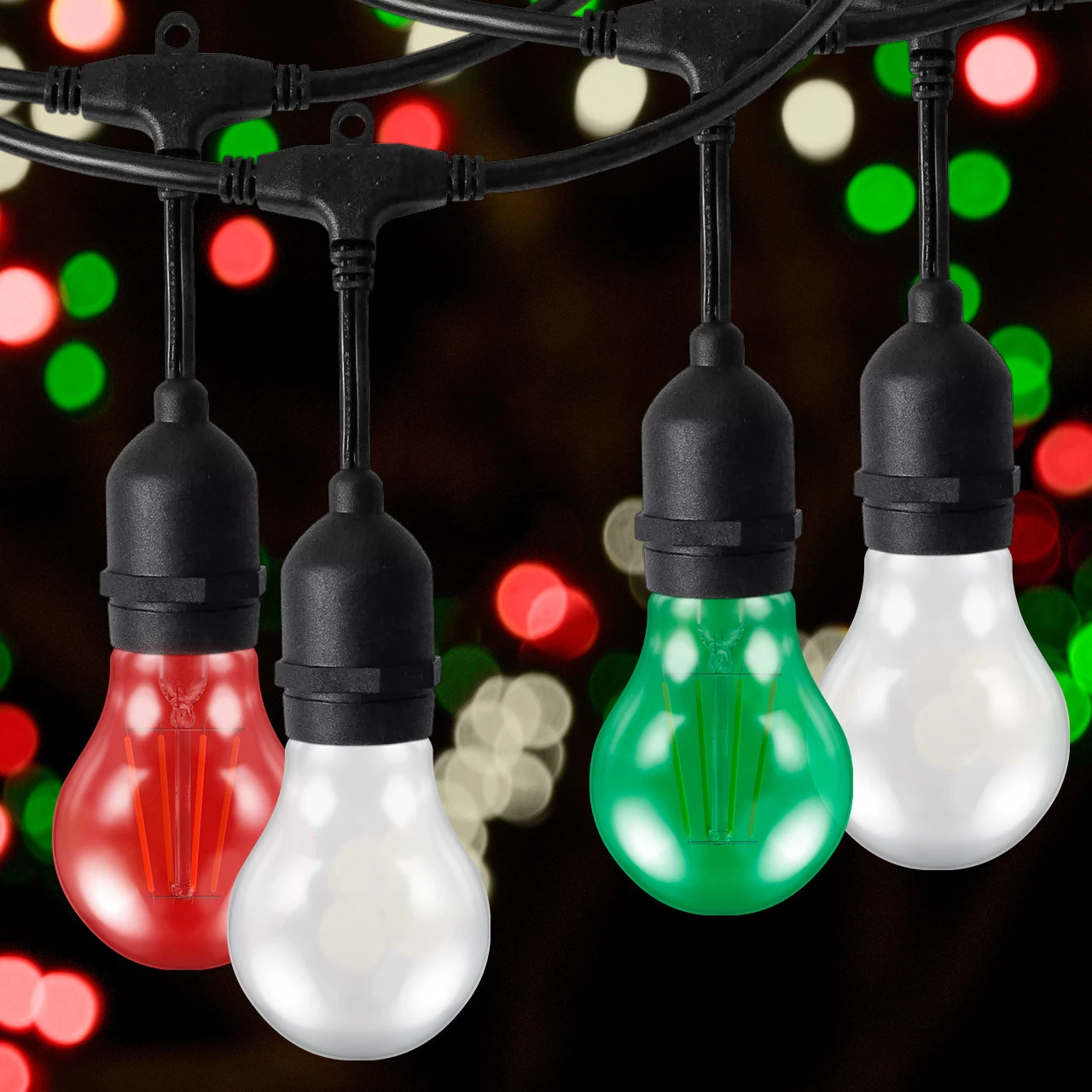 Christmas Festoon Light Premium 5m Connectible Outdoor White, Red And Green With 10x LED GLS 3 Christmas Festoon Light Premium 5m Connectible Outdoor White, Red And Green With 10x LED GLS