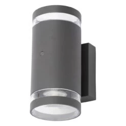 Zink Outdoor Up And Down Wall Light With Dusk Til Dawn Sensor Anthracite