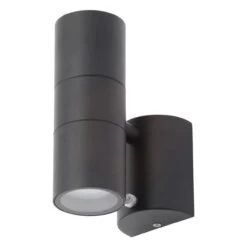 Zink LETO Outdoor Up And Down Wall Light With Dusk Til Dawn Sensor Black